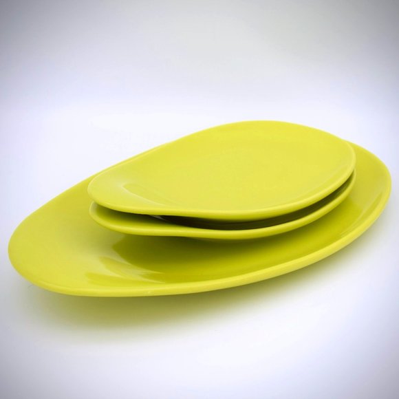 Crate&Barrel Dining Crate And Barrel Snack Plate Set Of 3 Ceramic